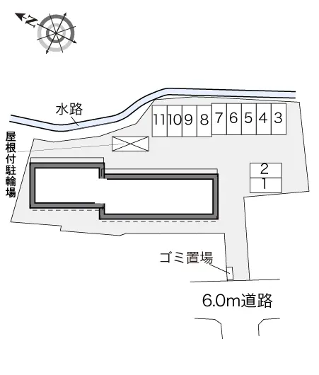 ★手数料０円★大牟田市八尻町３丁目　月極駐車場（LP）